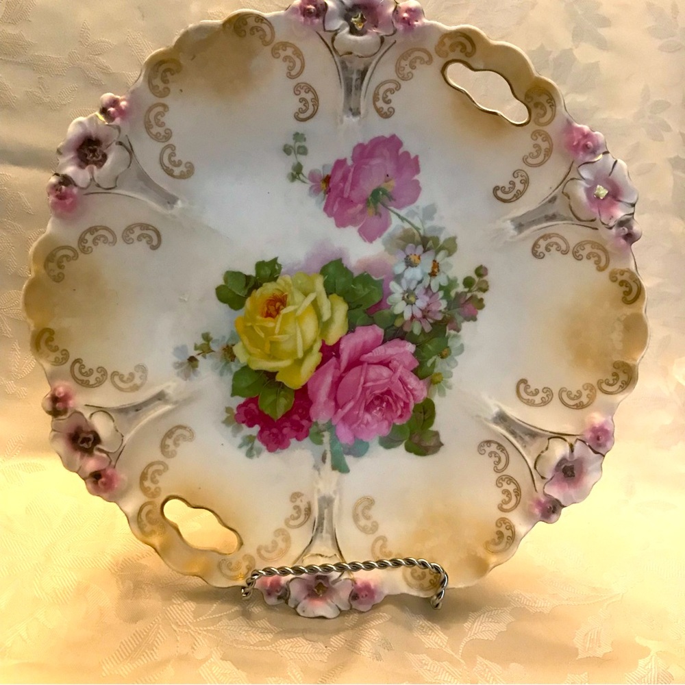 Vintage German cake plate.Hand painted. Looks like RS Prussia